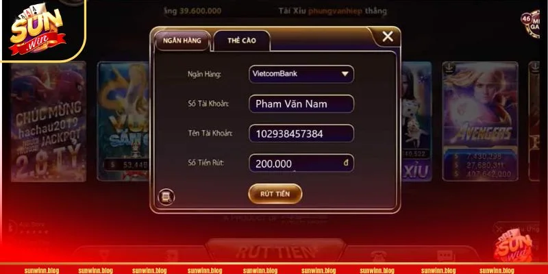 Điền chính xác thông tin rút tiền để giao dịch được diễn ra suôn sẻ.